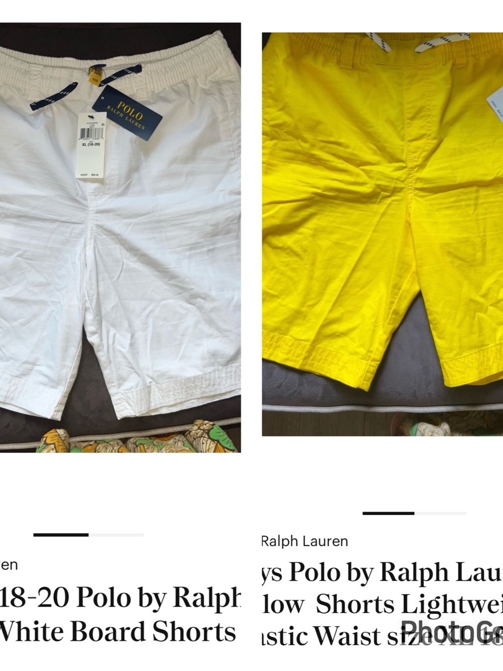 NWT -Bundle Two pair of Polo boys Ralph Lauren Yellow & white shorts $40